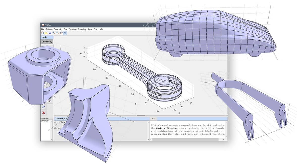 FEATool Multiphysics 1.13 - CAD Geometry and Modeling Tool Updates