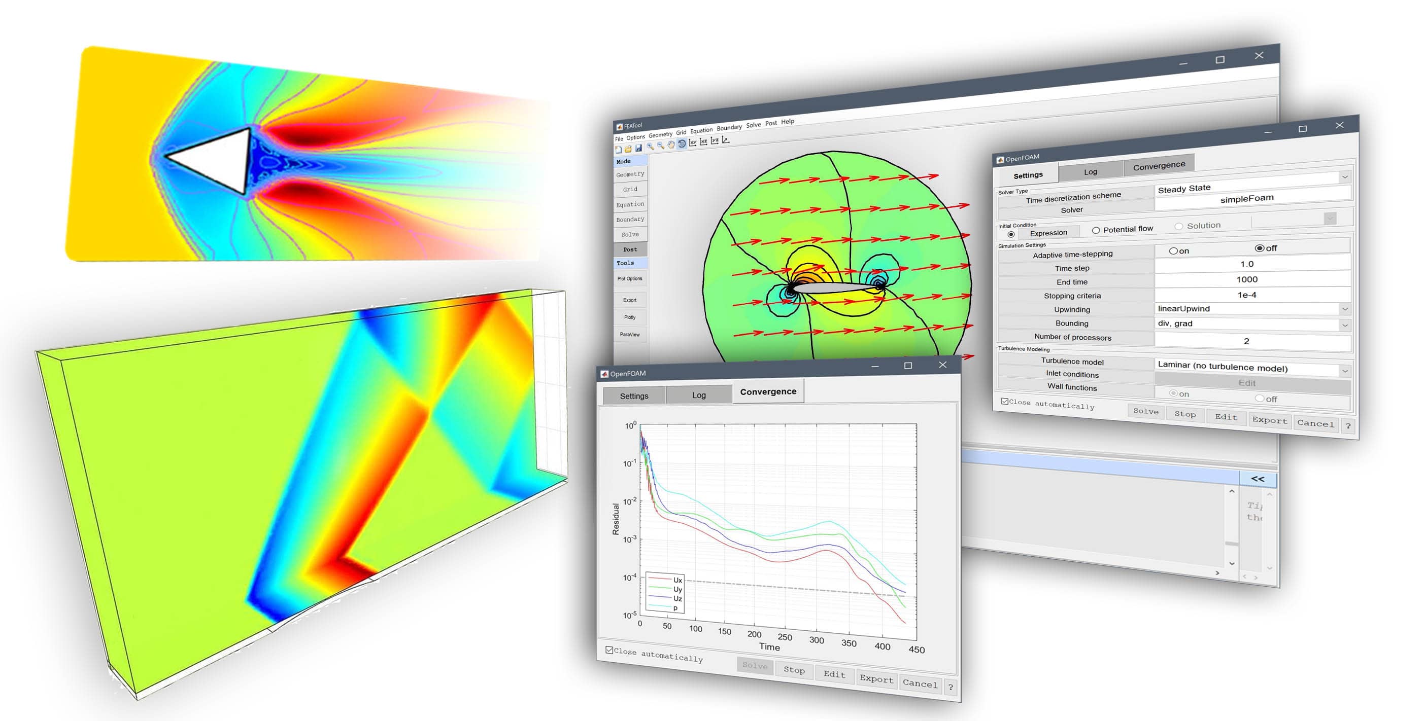 FEATool Multiphysics 1.17 - Compressible and Conjugate Heat Transfer Simulations with OpenFOAM and SU2