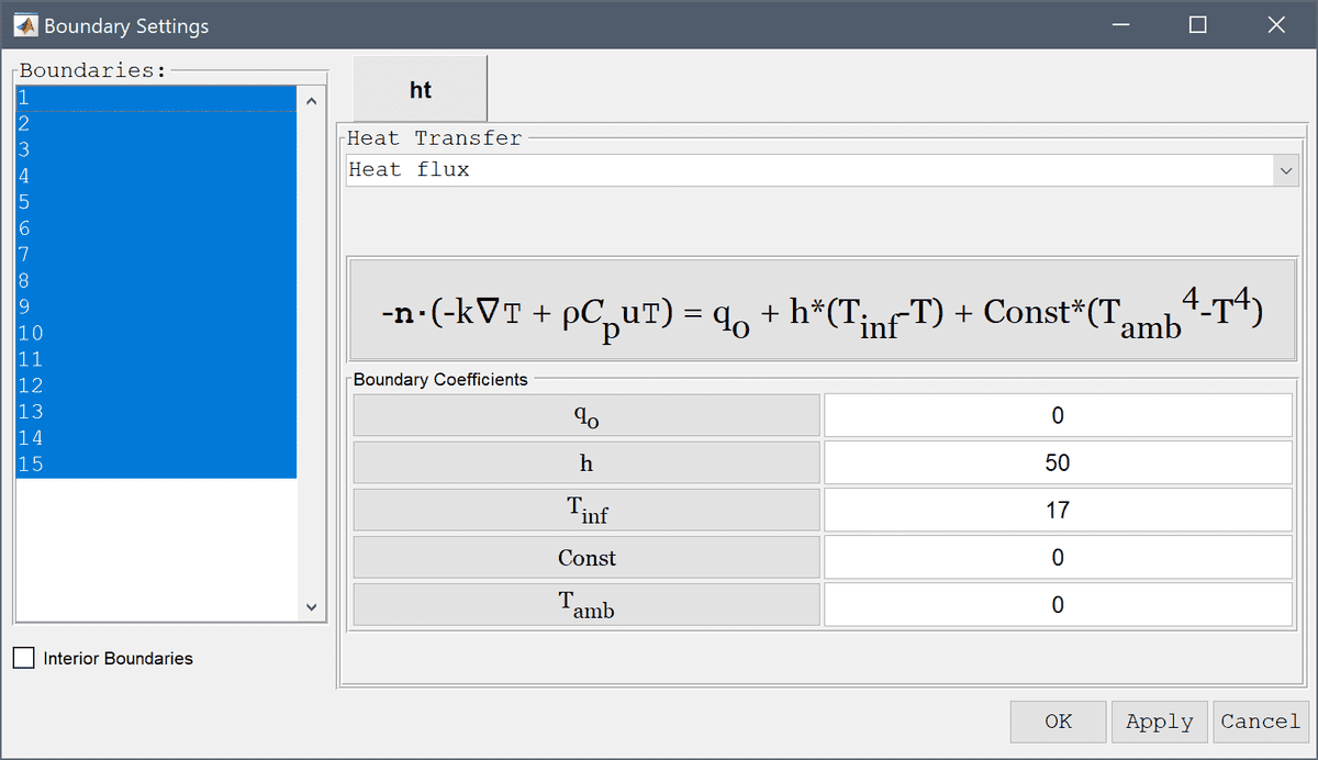 FEATool Multiphysics GUI boundary settings thermal shrink fitting model