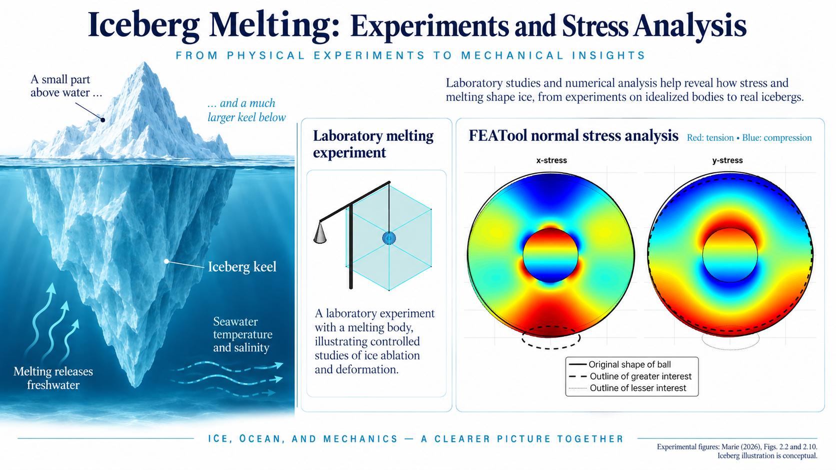 Mechanical Stress in Ice-Melting Experiments for Iceberg Research