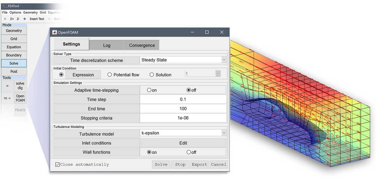 FEATool 1.8 - OpenFOAM MATLAB CFD Solver GUI Interface